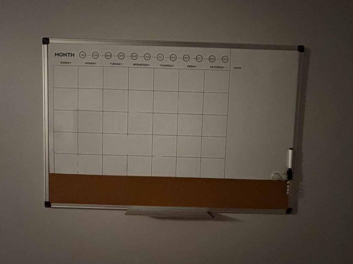 Whiteboard and Cork Board Calendar