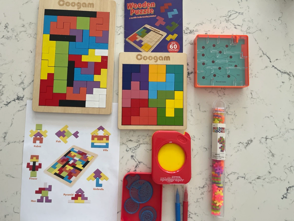 Coogam Wooden Puzzles and Building Blocks Set
