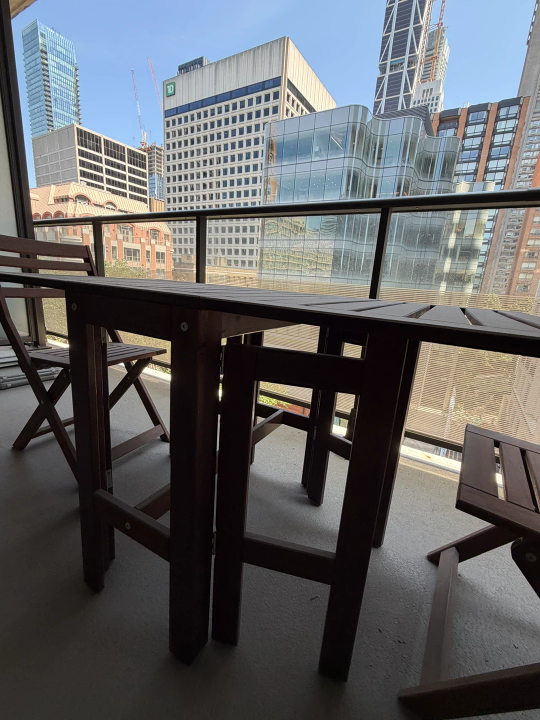 Ikea Wooden Balcony Table and Chairs Set