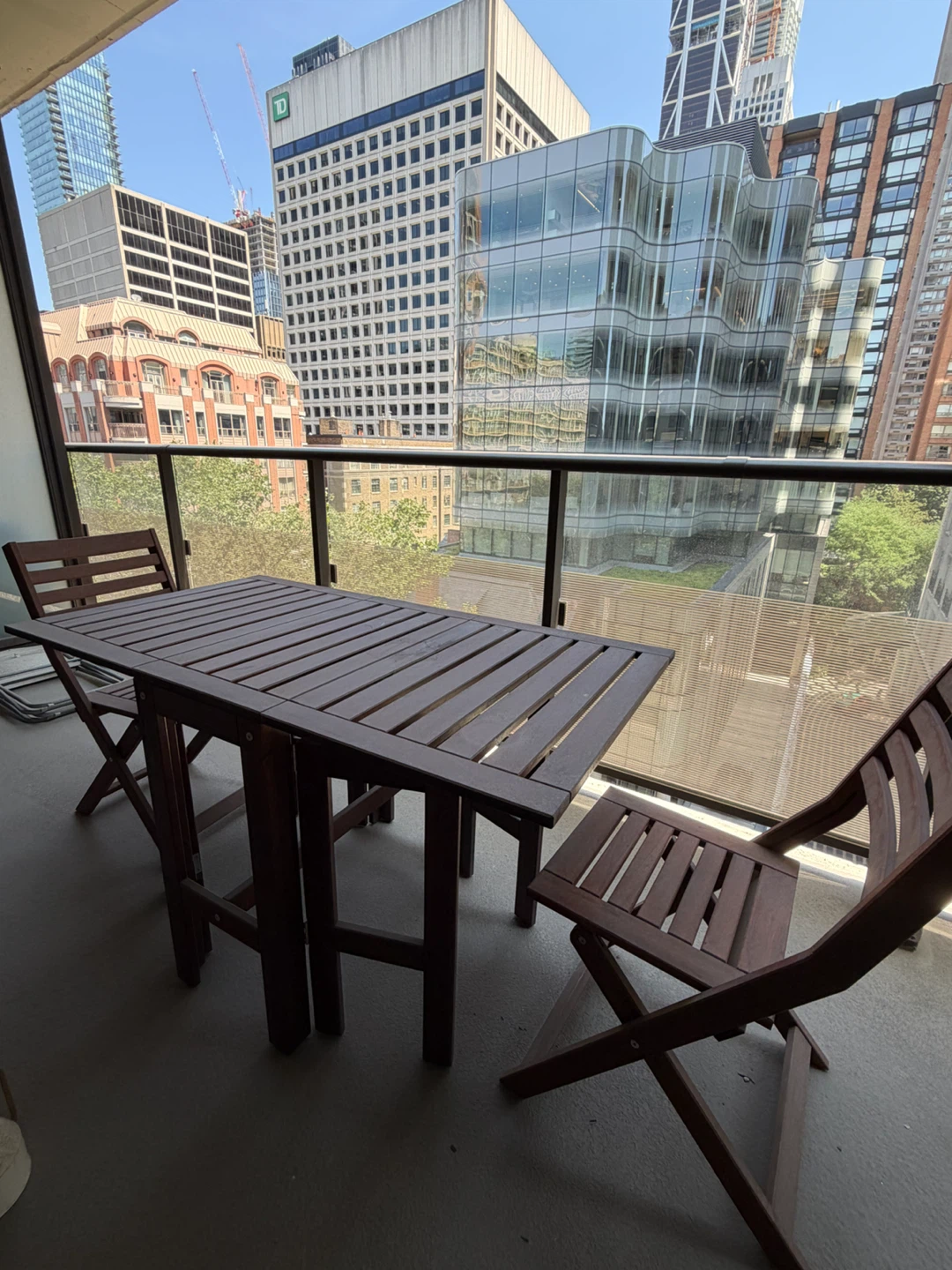 Ikea Wooden Balcony Table and Chairs Set - photo 2