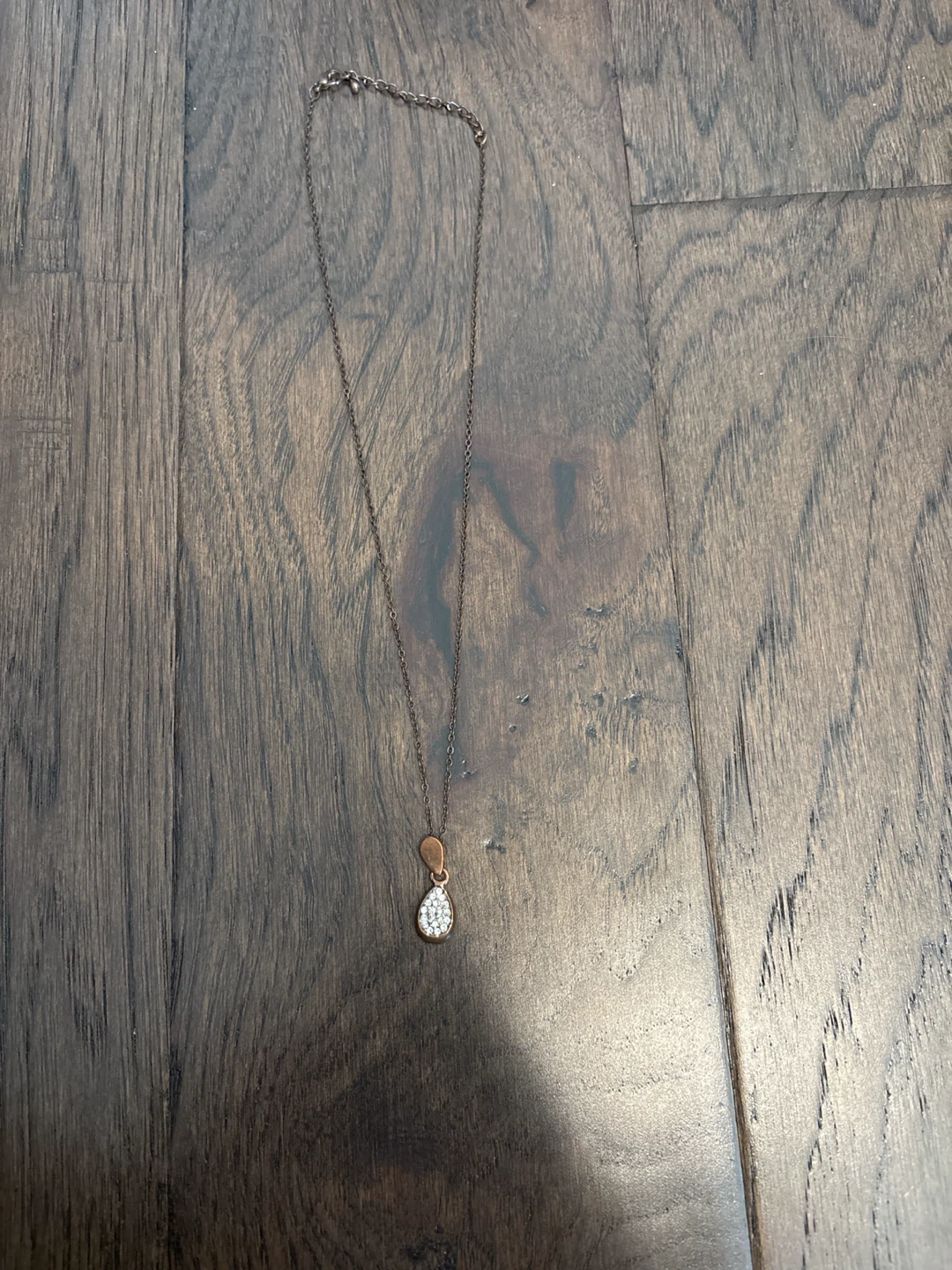 Rose Gold Tone Teardrop Pendant Necklace