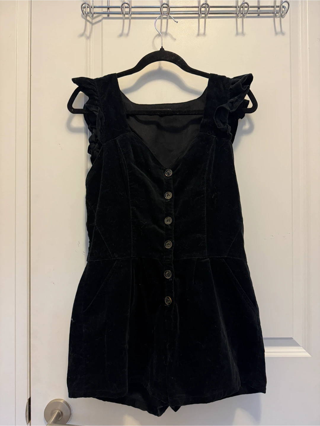 Miss Selfridge Black Velvet Romper Size 12