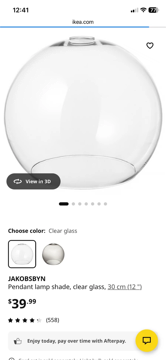 IKEA JAKOBSBYN Pendant Lamp Shade - Clear Glass - 30 cm