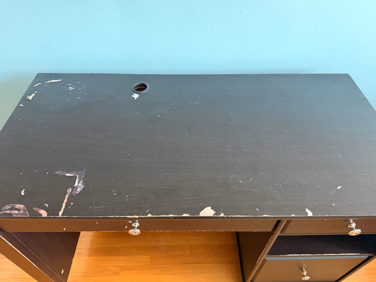 Dark Brown Desk with Drawers - photo 2