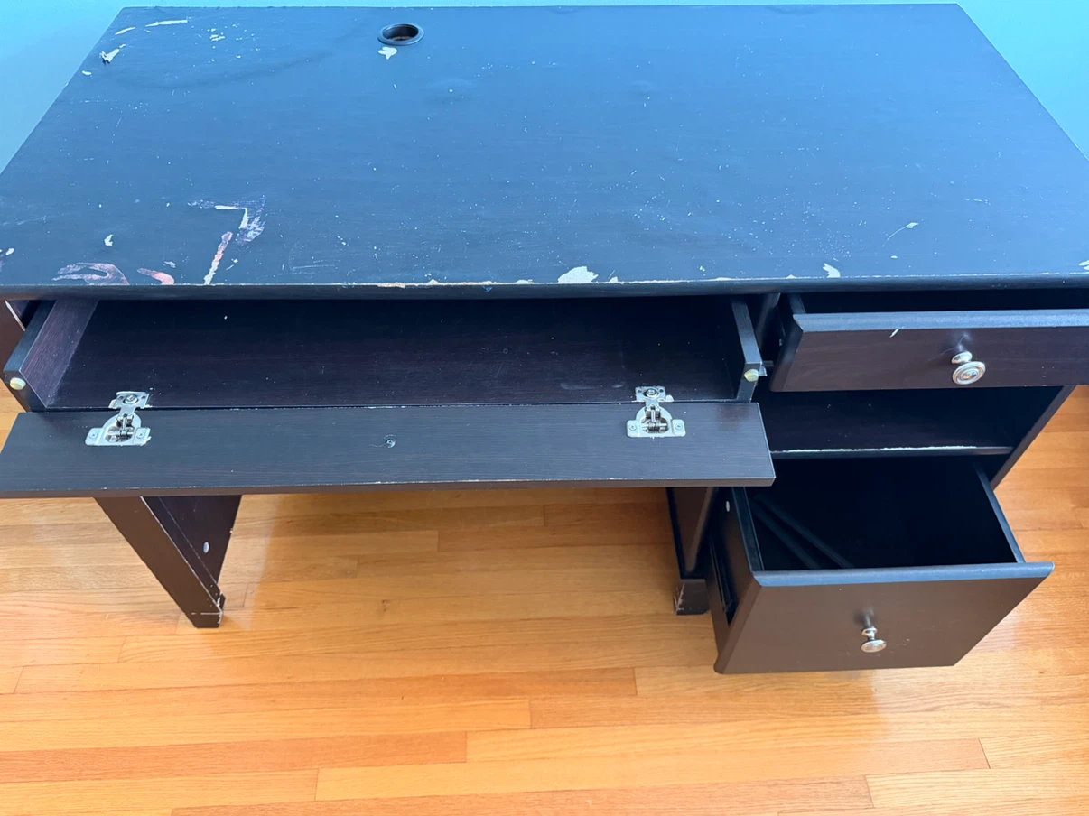 Dark Brown Desk with Drawers - photo 3