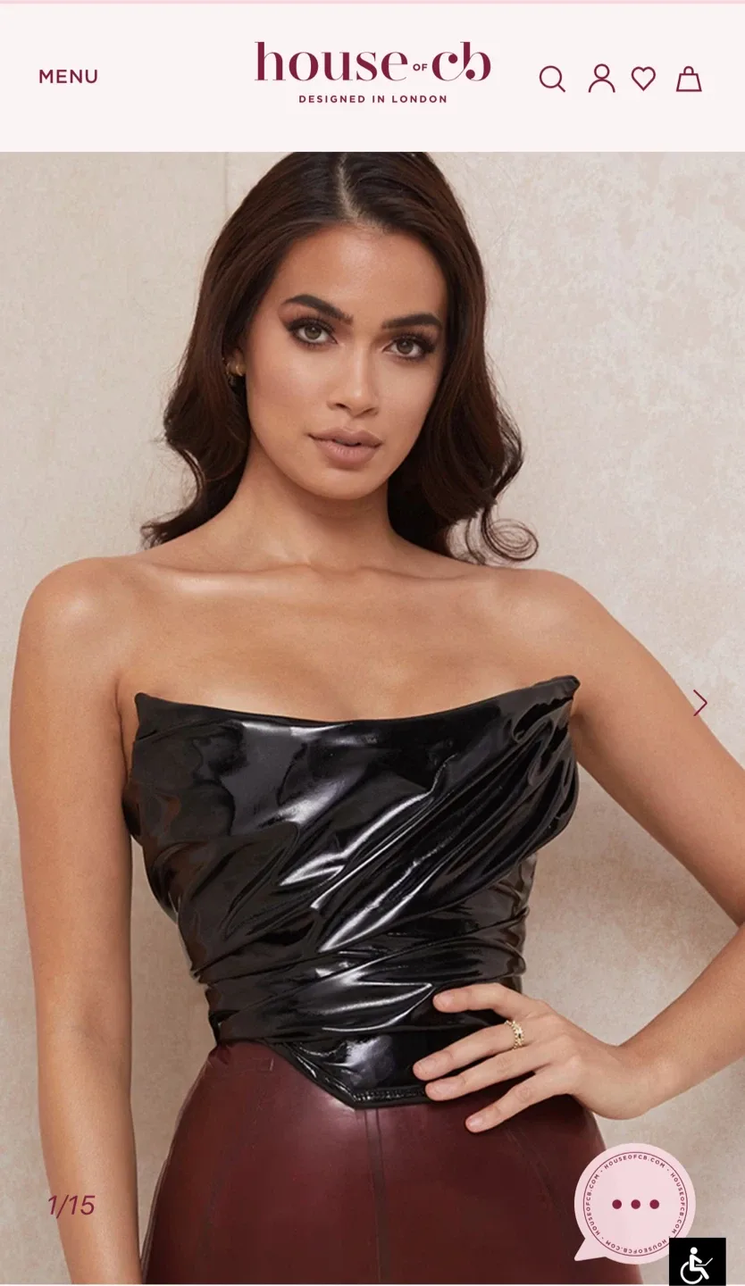 House of CB Marla Black Vinyl Corset Top