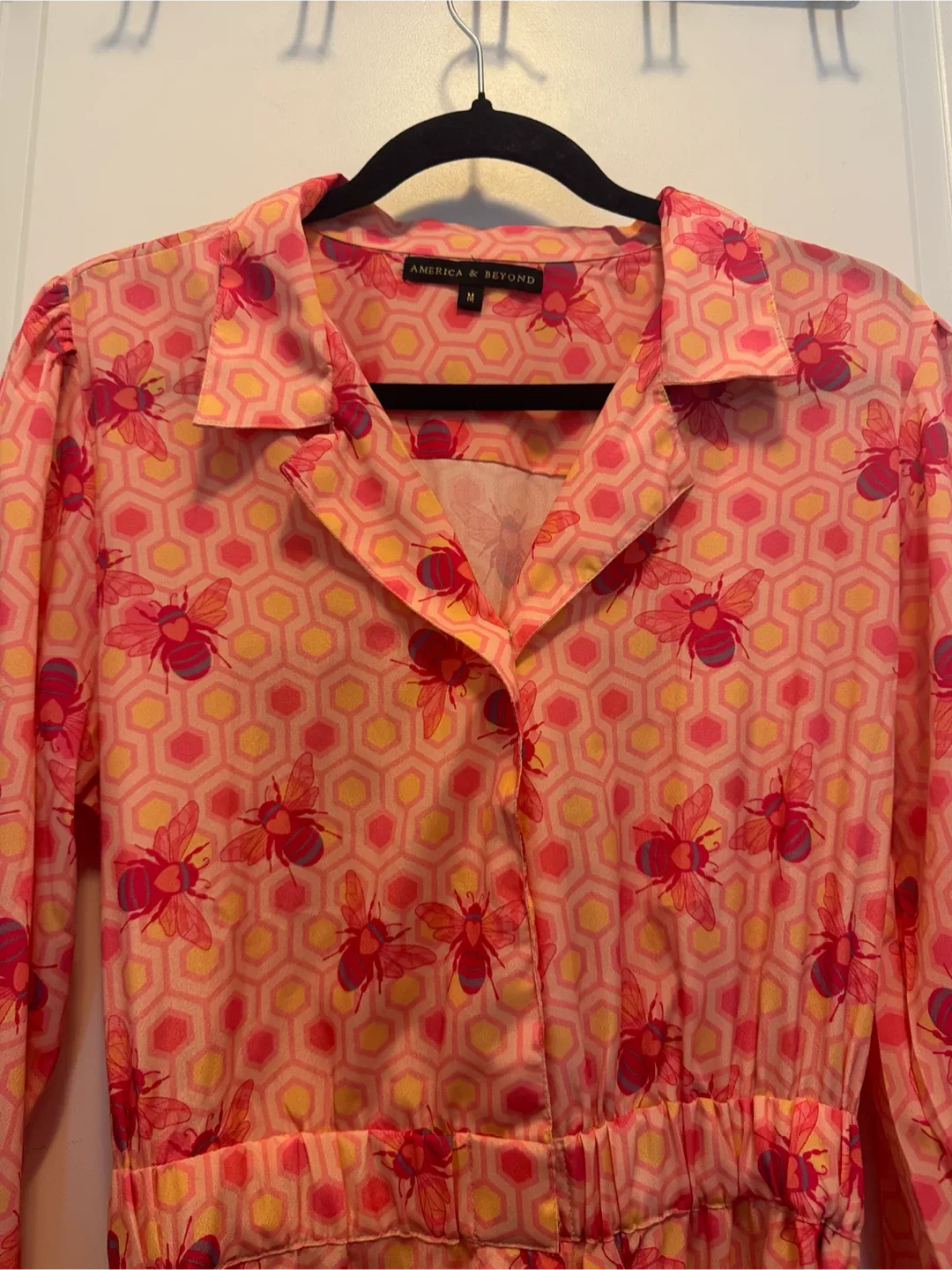 AMERICA & BEYOND Pink Bee Print Jumpsuit