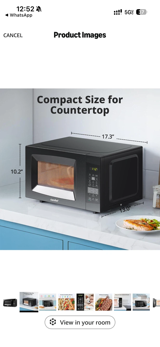 Comfee Black Countertop Microwave 0.7 cu.ft. - photo 2