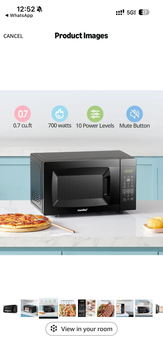 Comfee Black Countertop Microwave 0.7 cu.ft.