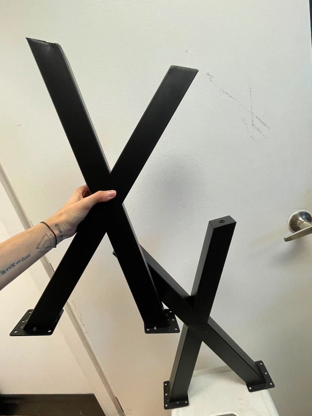 Black Metal X-Leg Table Base - photo 2