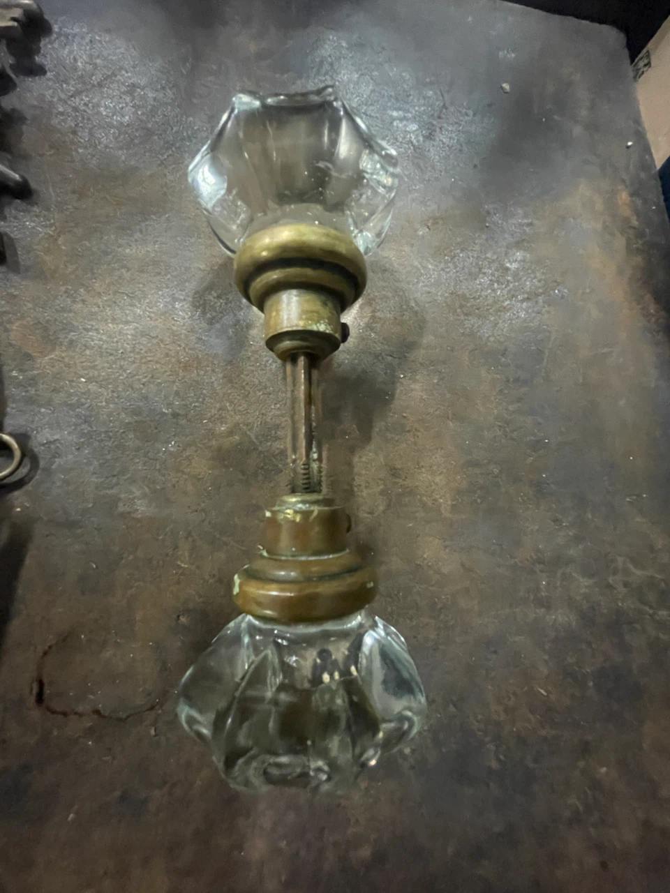 Super set of large antique Brass and Glass Door Knobs - photo 4
