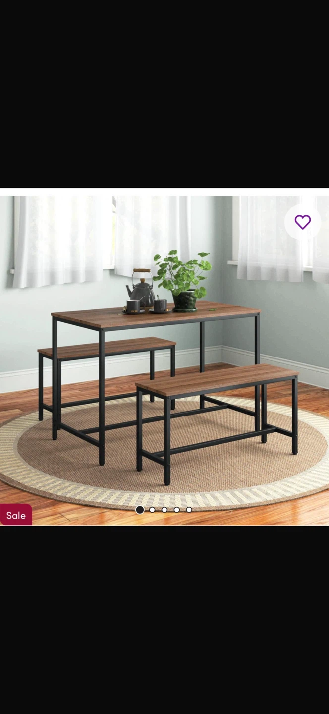 Wood Dining Table Set with 2 Benches- pick up July 31st - photo 2