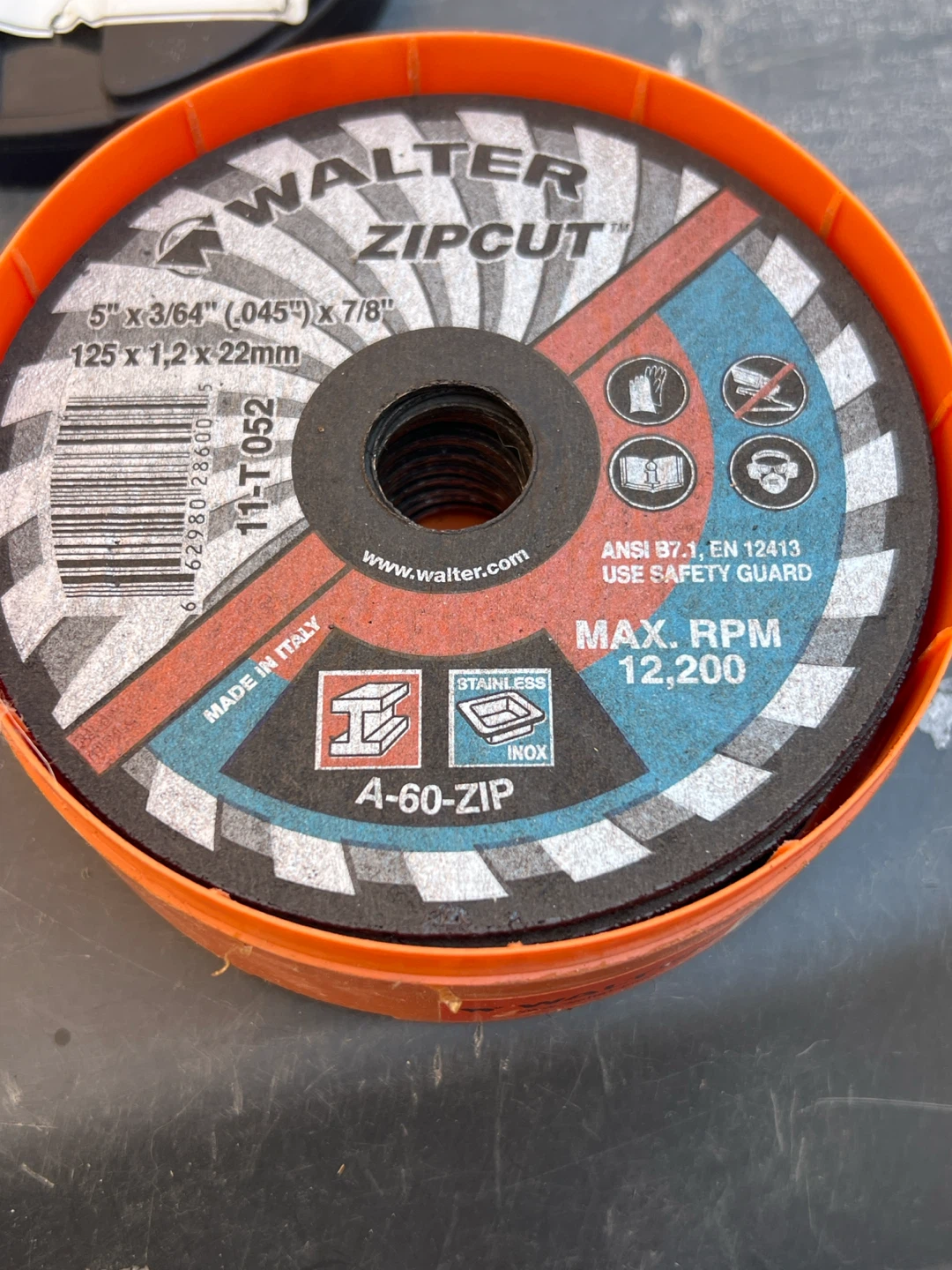 Walter 11T052 ZIPCUT Thin Cut-Off Wheel 5″x3/64″x7/8″