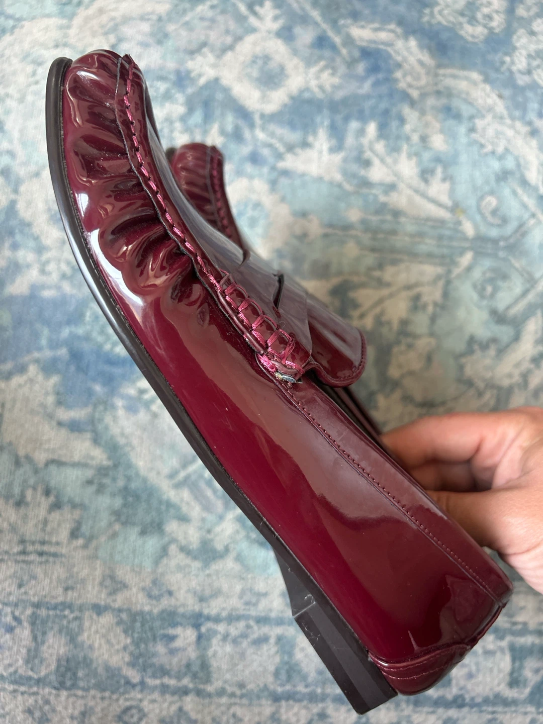 ZARA Burgundy faux patent leather Loafers Size 39 - photo 2