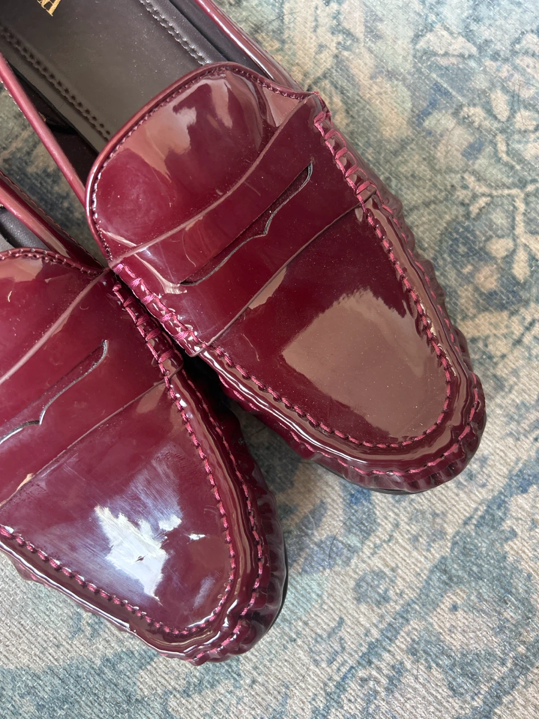ZARA Burgundy faux patent leather Loafers Size 39 - photo 3