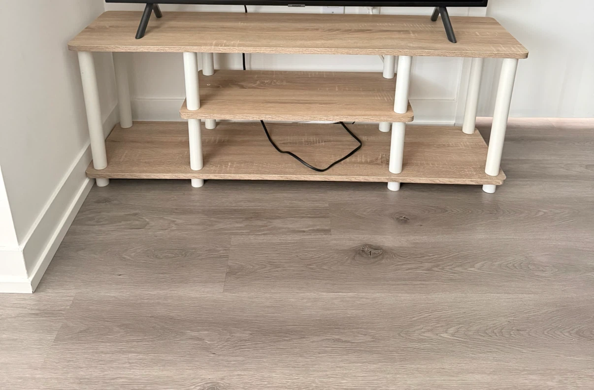 3-Tier TV Stand with Wood Finish Shelves