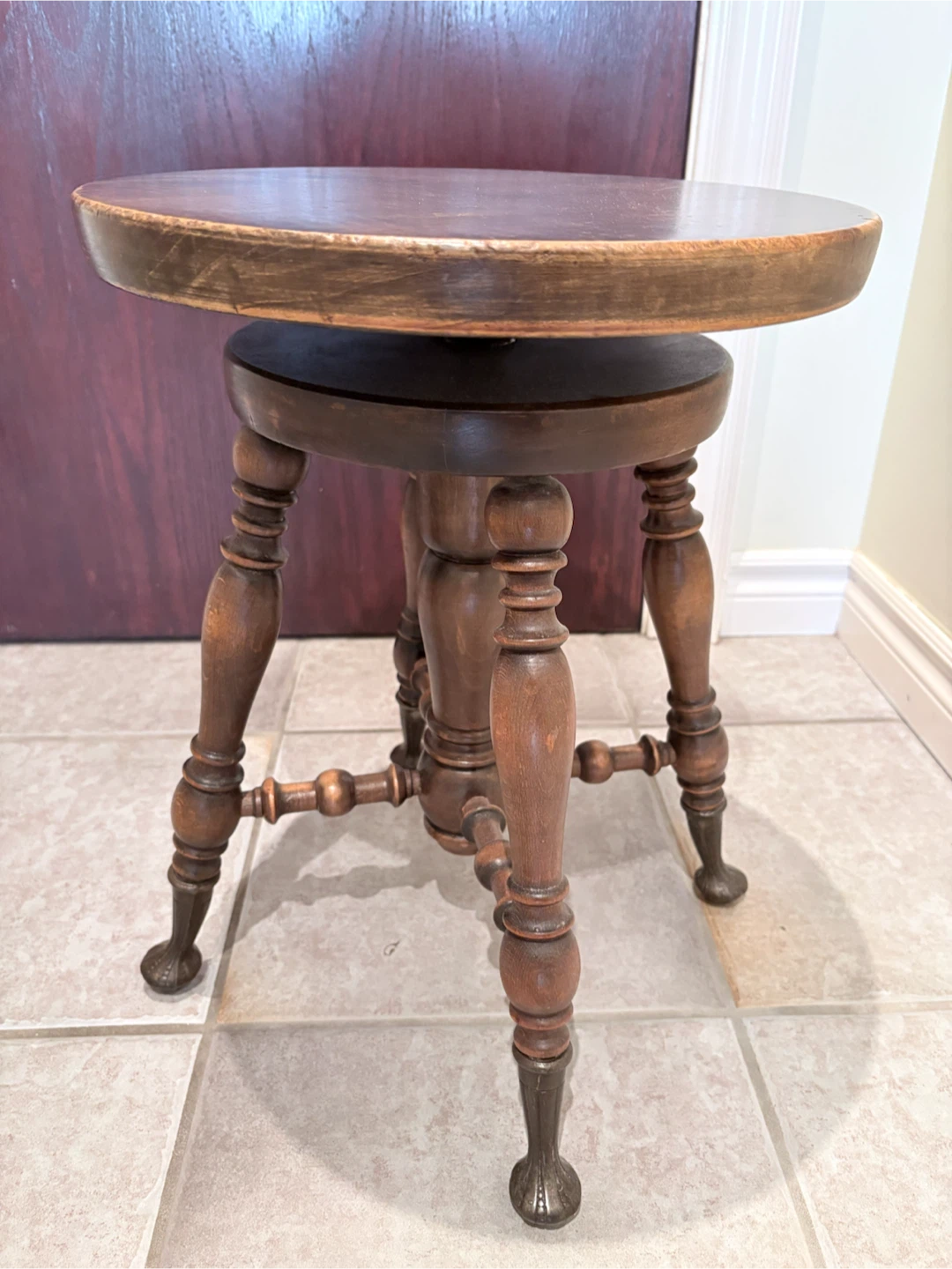 Vintage Wooden Piano Stool