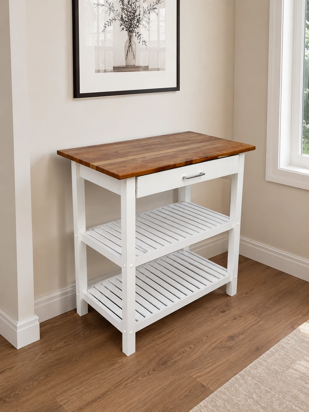 Kitchen Island Cart with Drawer and Shelves