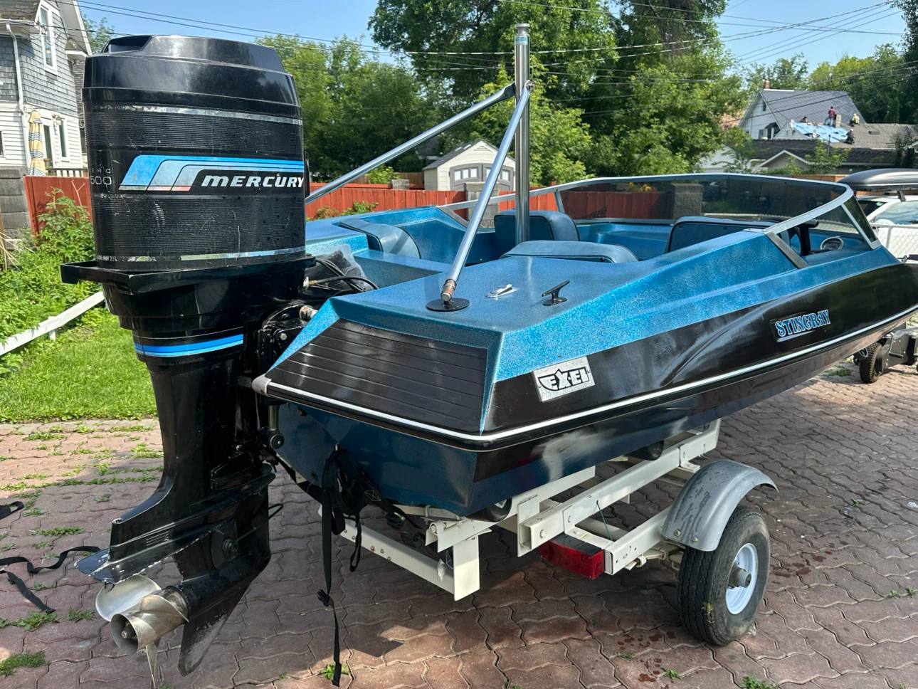 Blue Speed Boat with Mercury Outboard Motor - photo 3