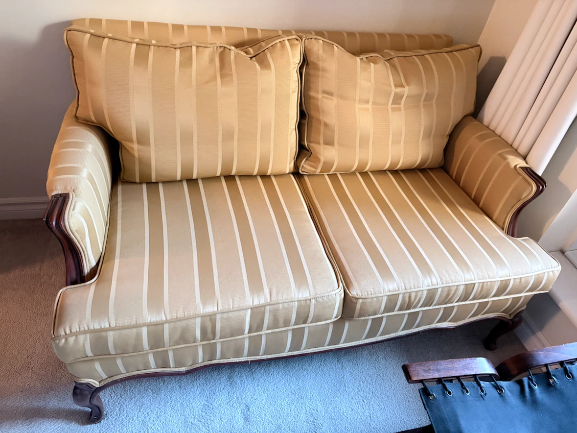 Yellow Striped Loveseat Sofa ..very clean