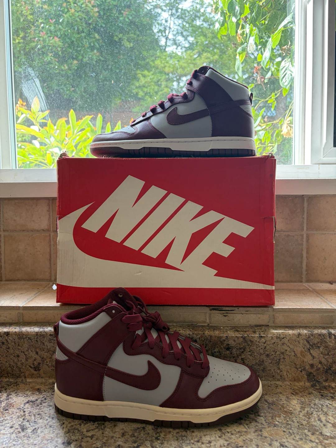 Nike Dunk High Burgundy Grey Sneakers