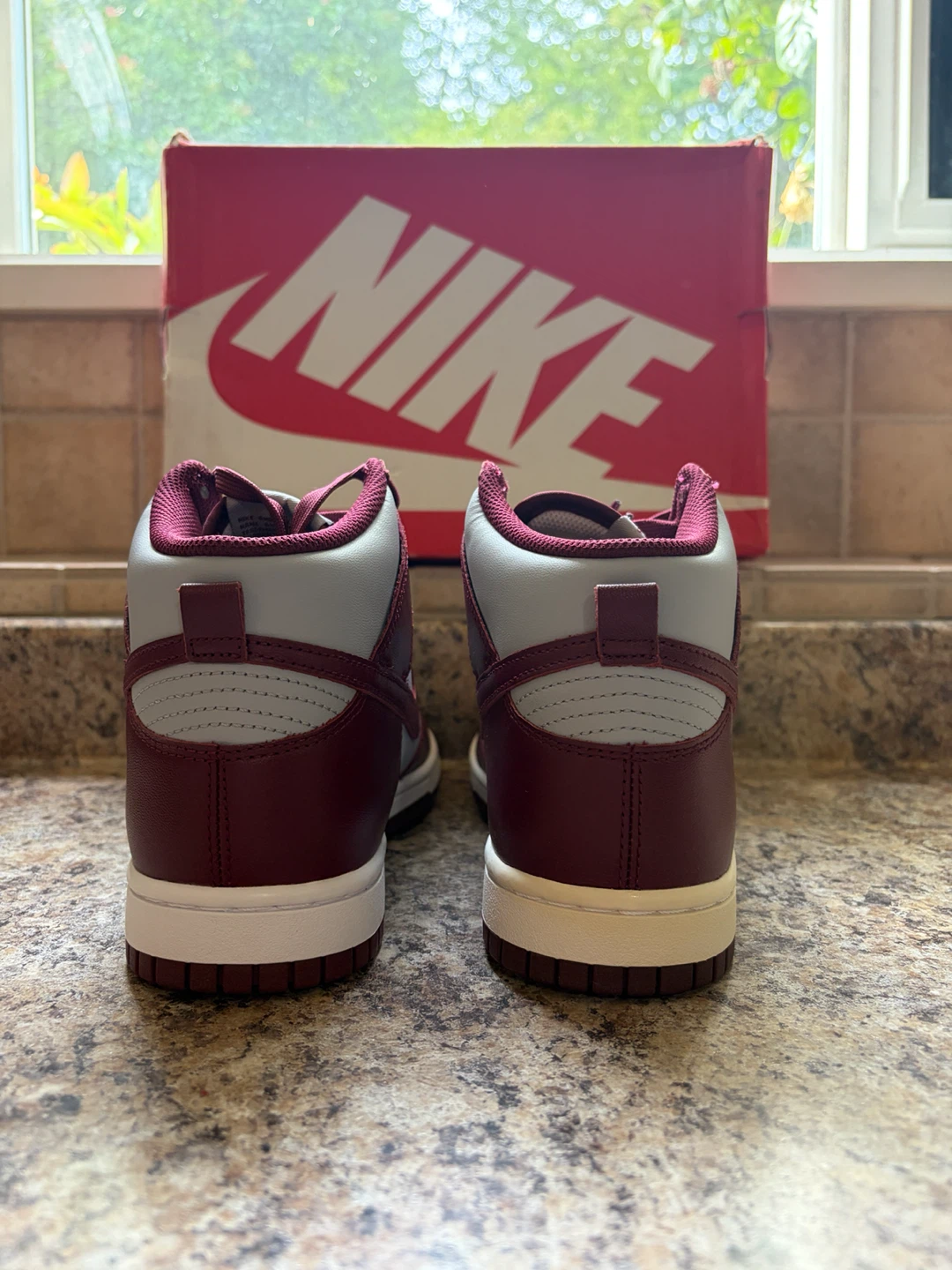Nike Dunk High Burgundy Grey Sneakers - photo 2