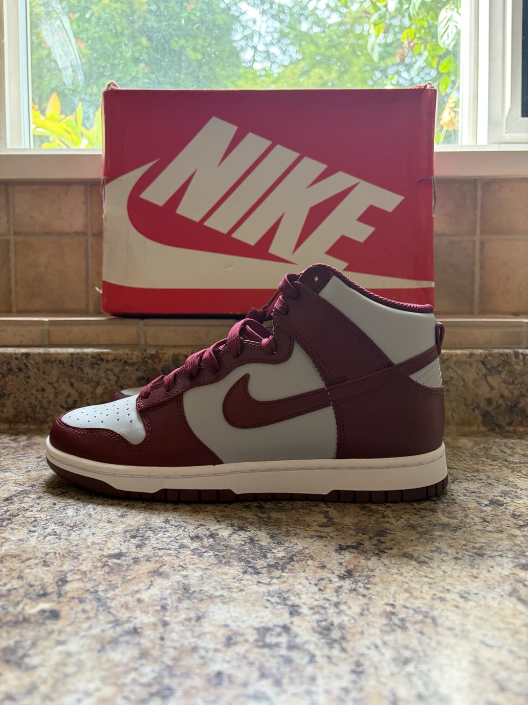 Nike Dunk High Burgundy Grey Sneakers - photo 3