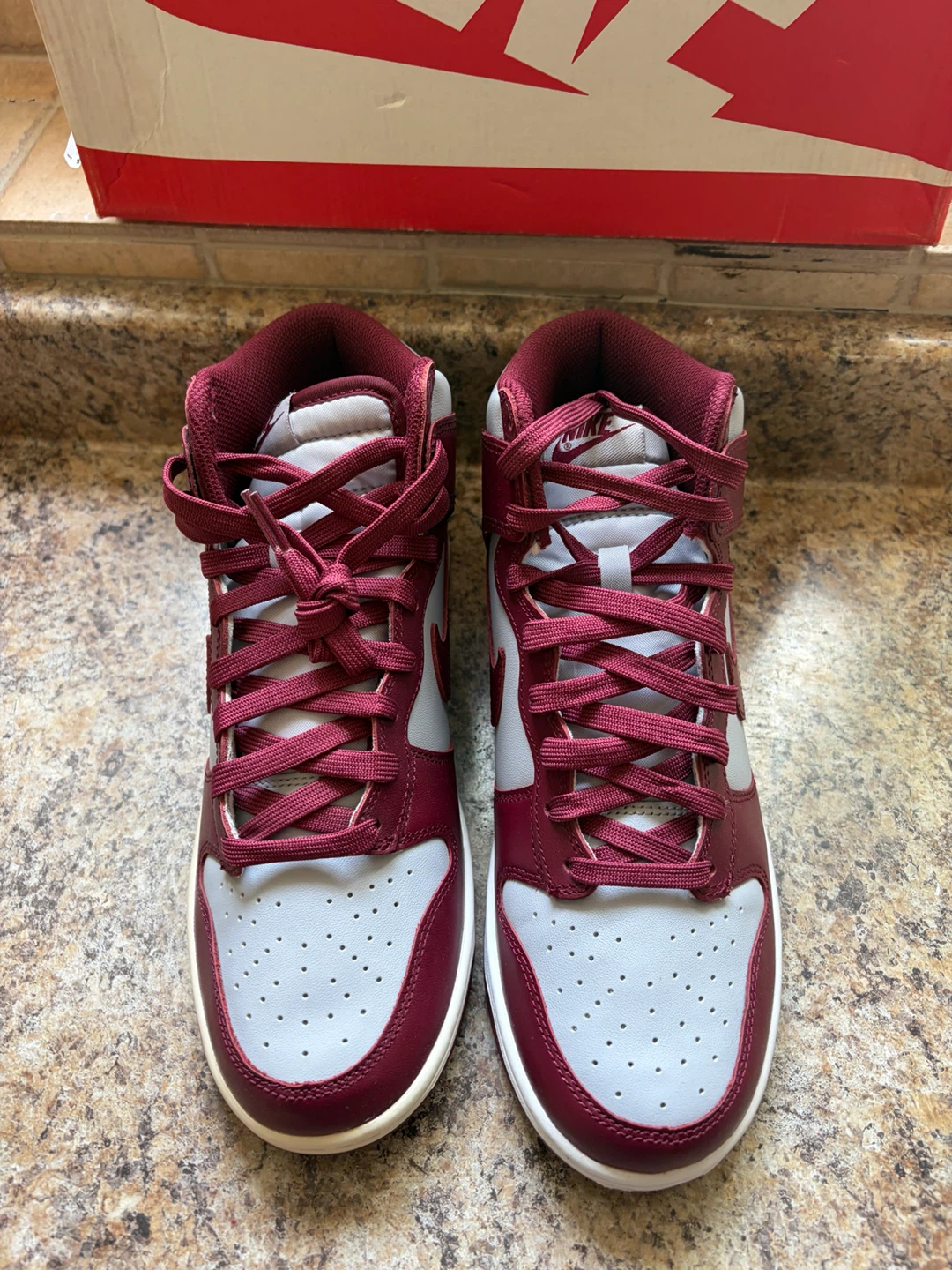 Nike Dunk High Burgundy Grey Sneakers - photo 4