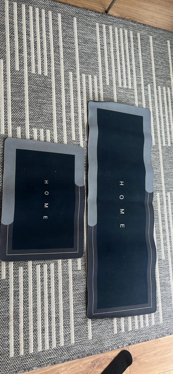 Set of 2 Dark Blue 'HOME' Accent Rugs