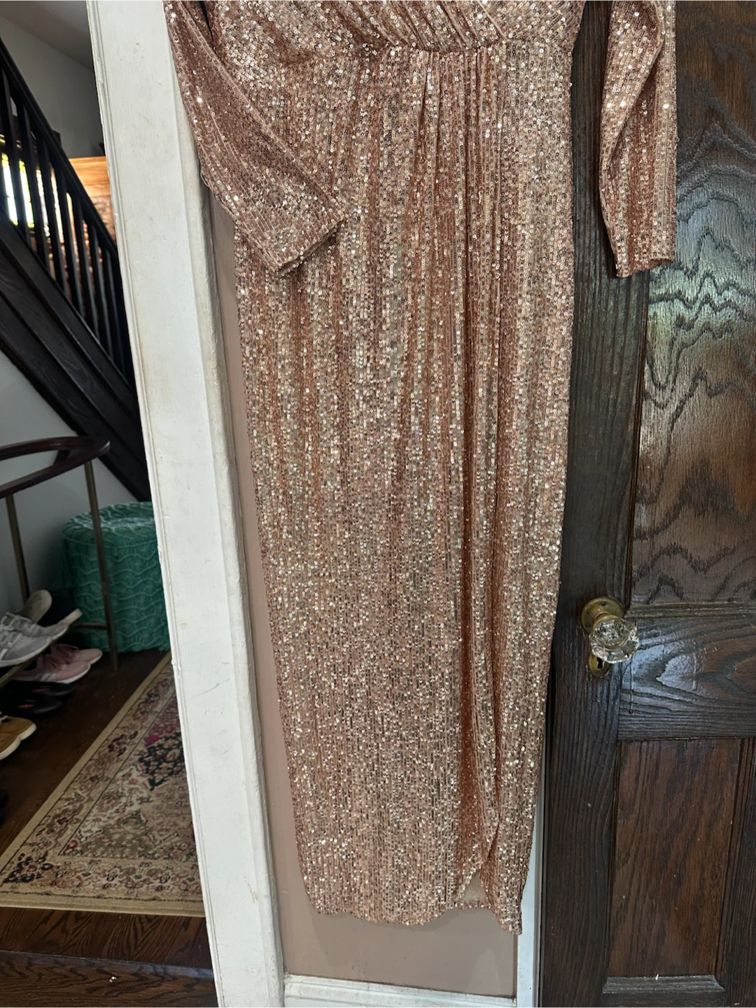 QUIZ Rose Gold Sequin Maxi Dress - photo 4