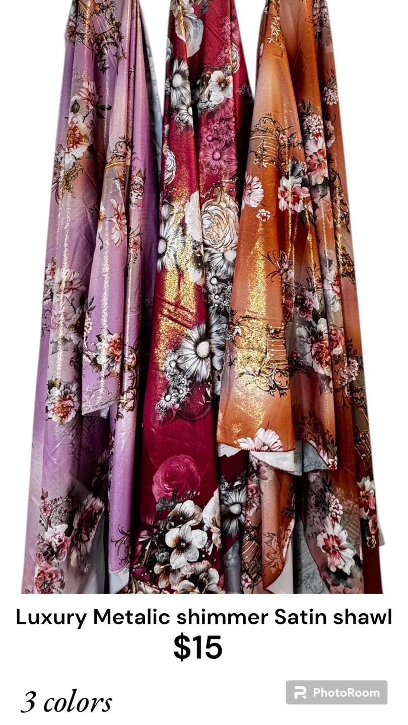 Luxury Metallic Shimmer Satin Shawl