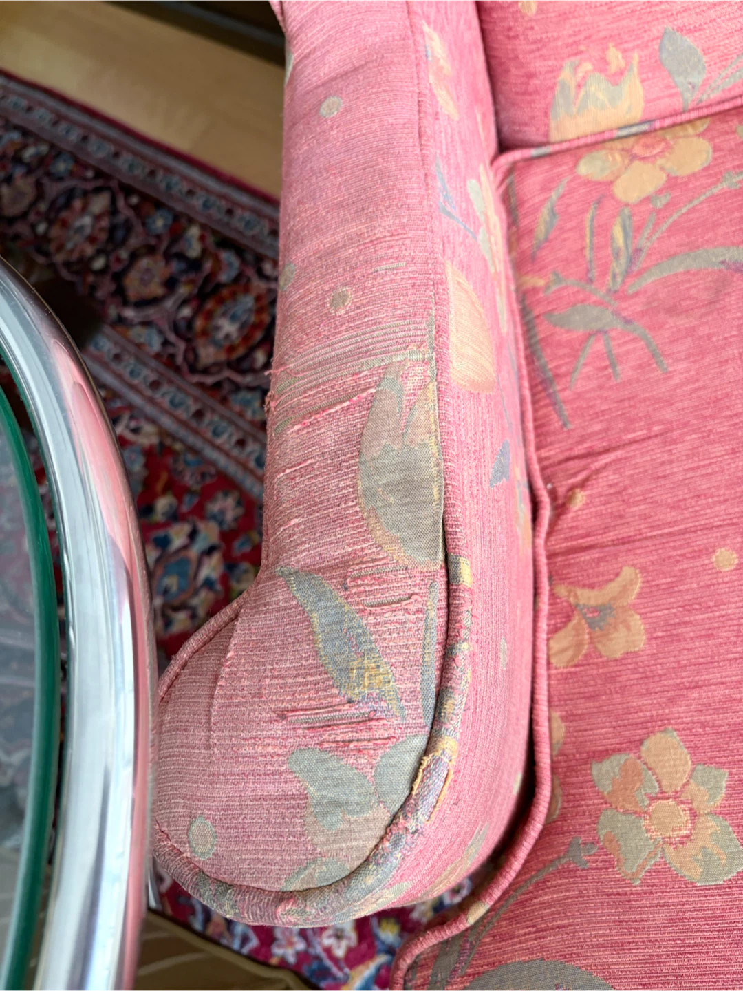 Red Floral Wingback Armchair - photo 3