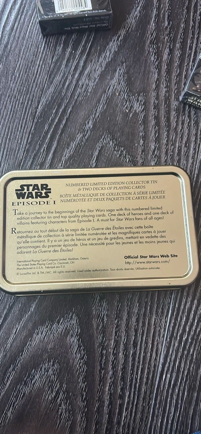 Star Wars Episode I  Collector Tin with 2 Decks of Playing Cards - photo 4