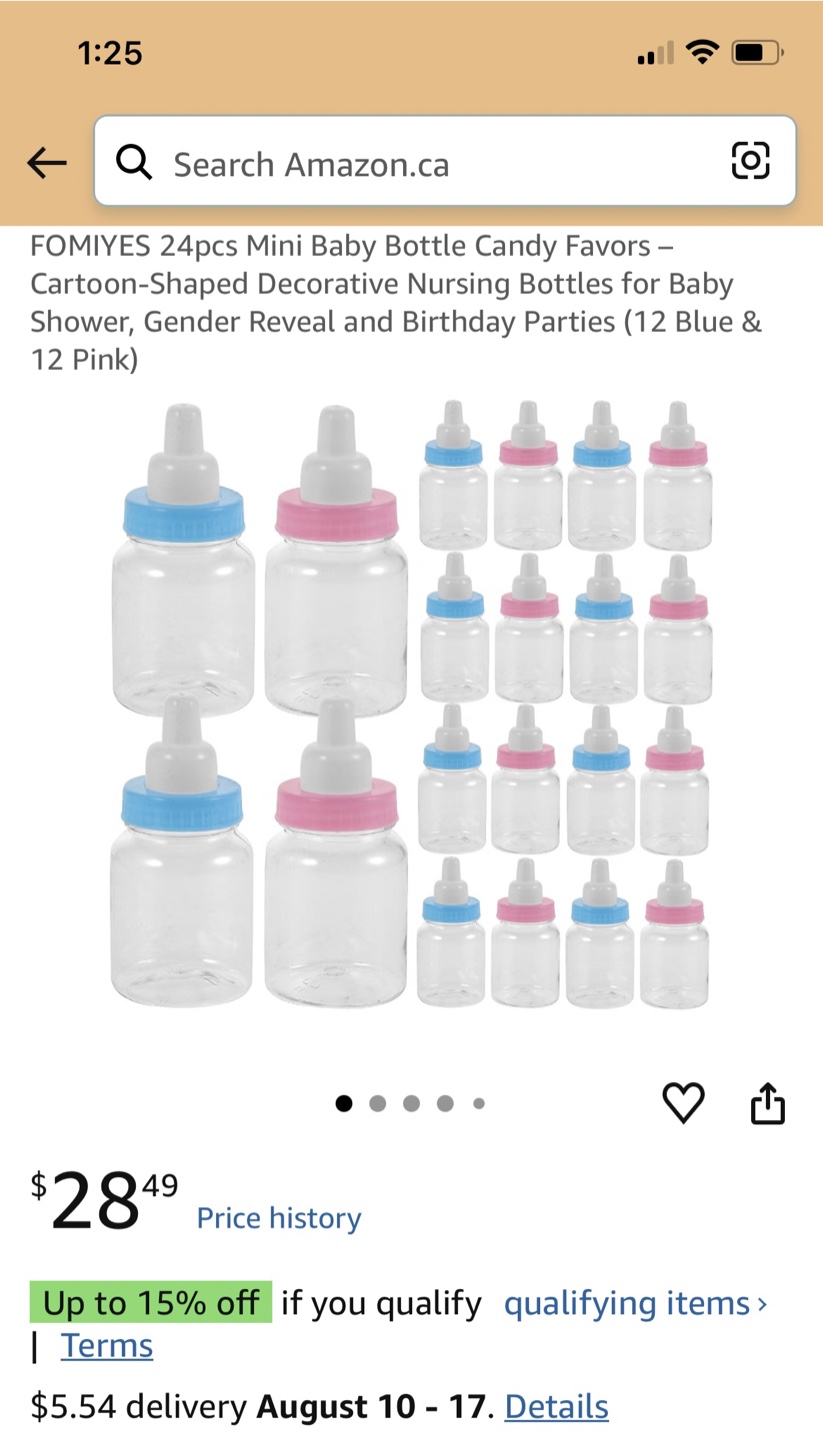 24pcs Mini Baby Bottle Candy Favors - Blue & Pink