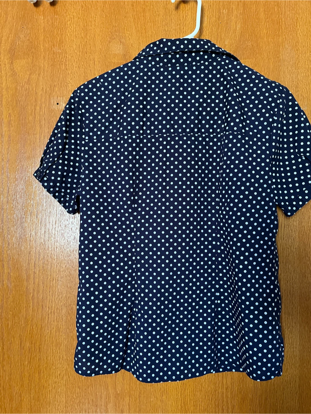 Basic Editions Navy Polka Dot Button-Up Shirt Size S - photo 3