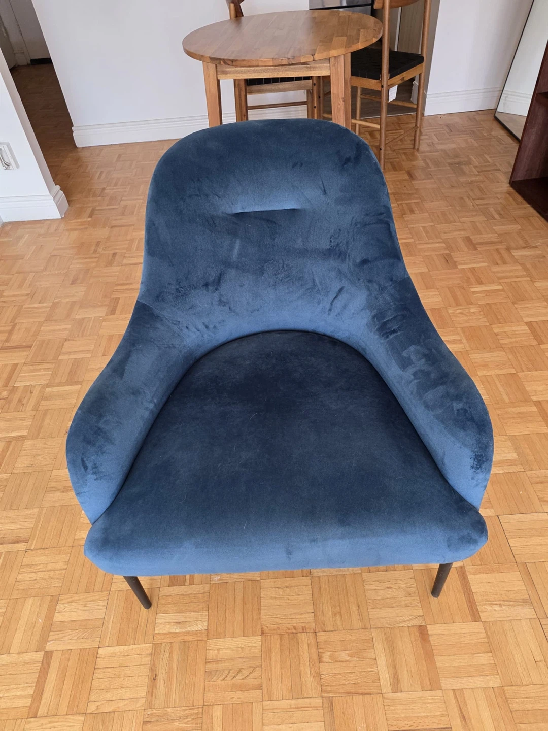 Deep Blue Velvet Accent Chair - photo 3