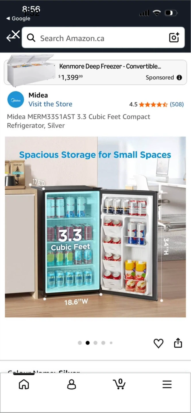 Midea 3.3 Cu Ft Compact Refrigerator - Silver - photo 2