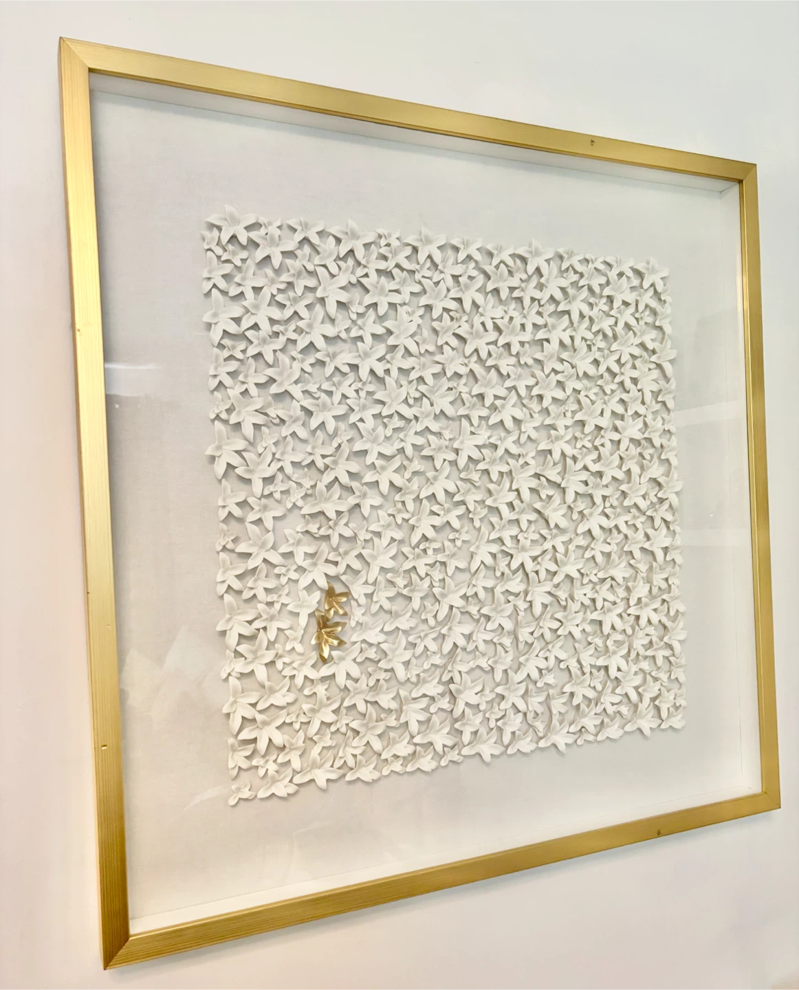 Framed White Floral Wall Art with Gold Accents - photo 4