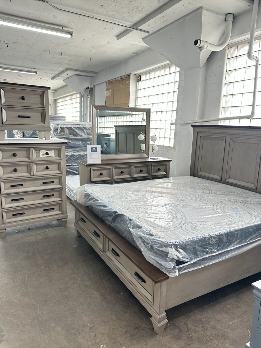 Bed frame mirror dresser nightstand