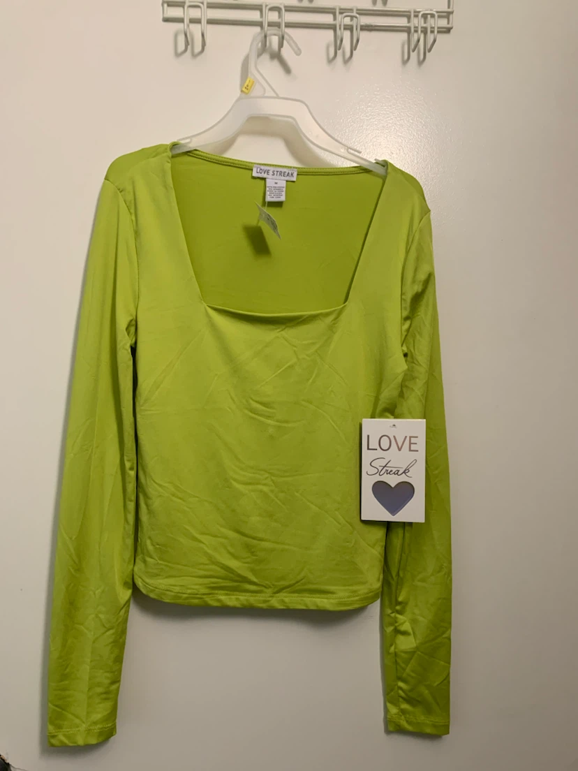 Love Streak Long Sleeve Top - Lime Green