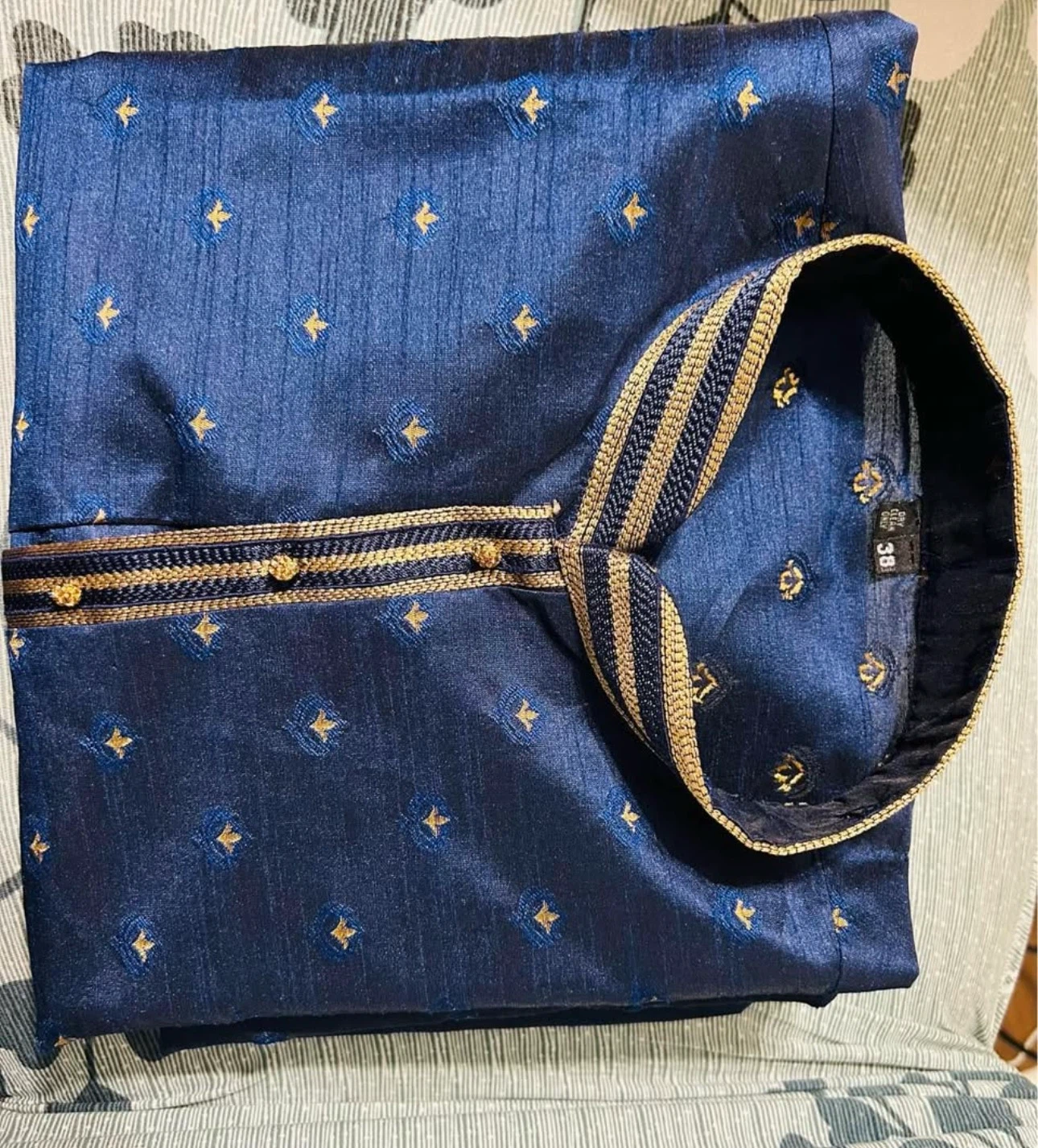 Men's Blue Kurta with Golden Pants