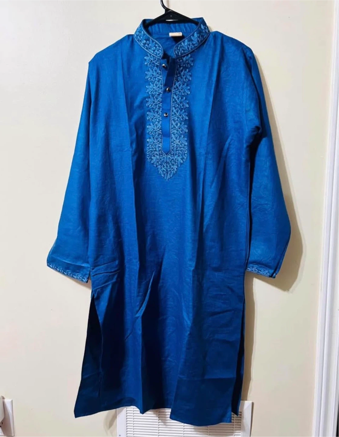 Men’s Blue Embroidered Kurta - photo 3