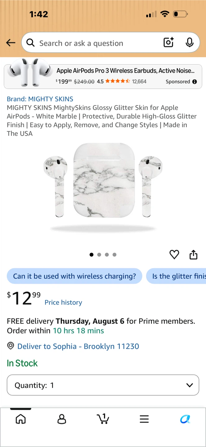 3DLuxe True Wireless Bluetooth Earbuds Marble - photo 3