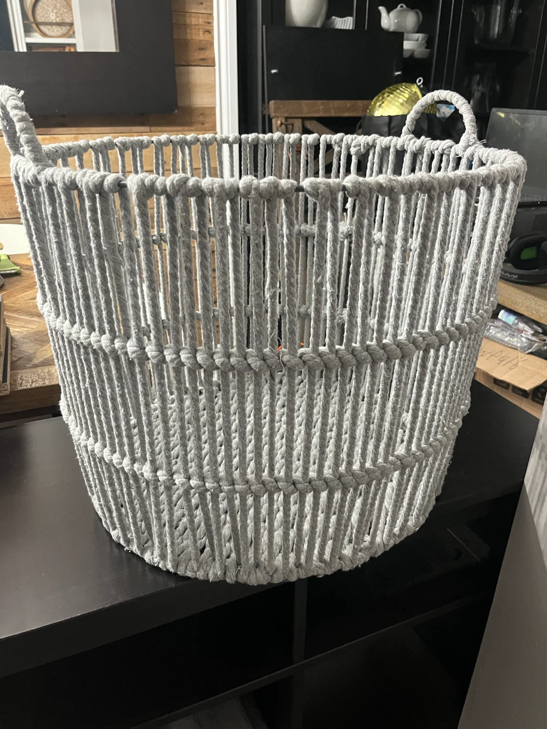 Grey Rope Storage Basket with Handles