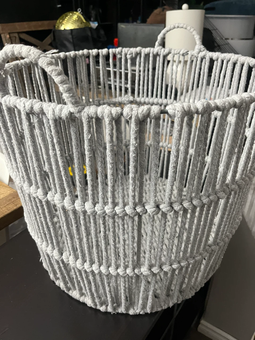 Grey Rope Storage Basket with Handles - photo 3