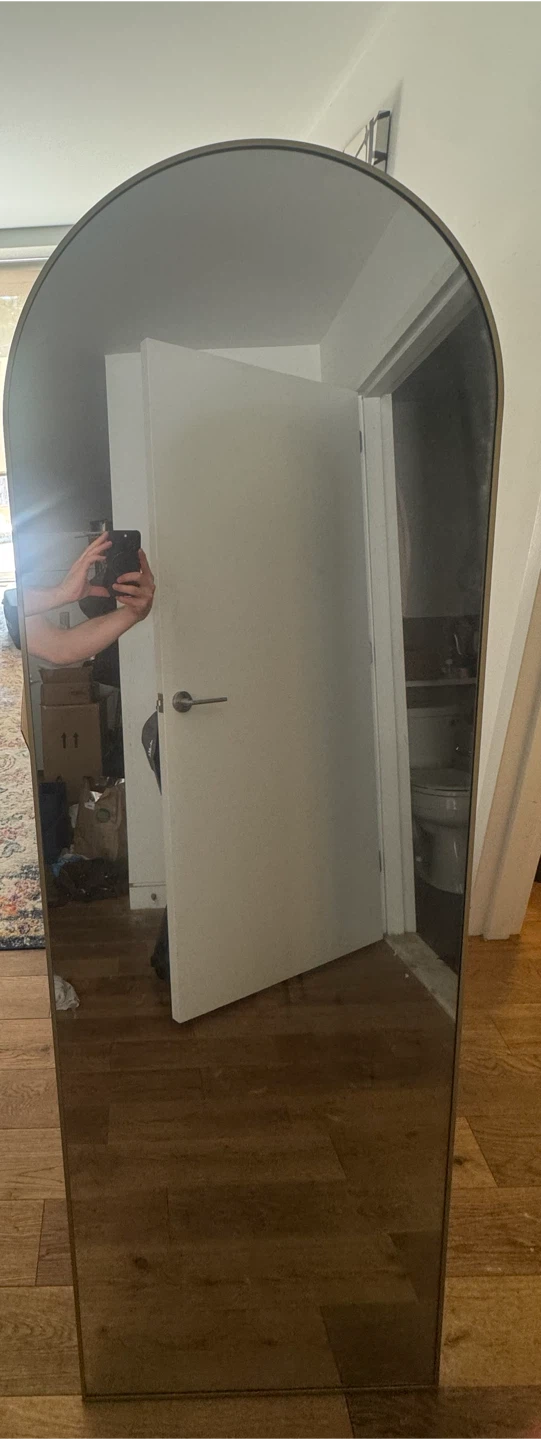 63x20 Arch Floor Mirror with Gold Frame