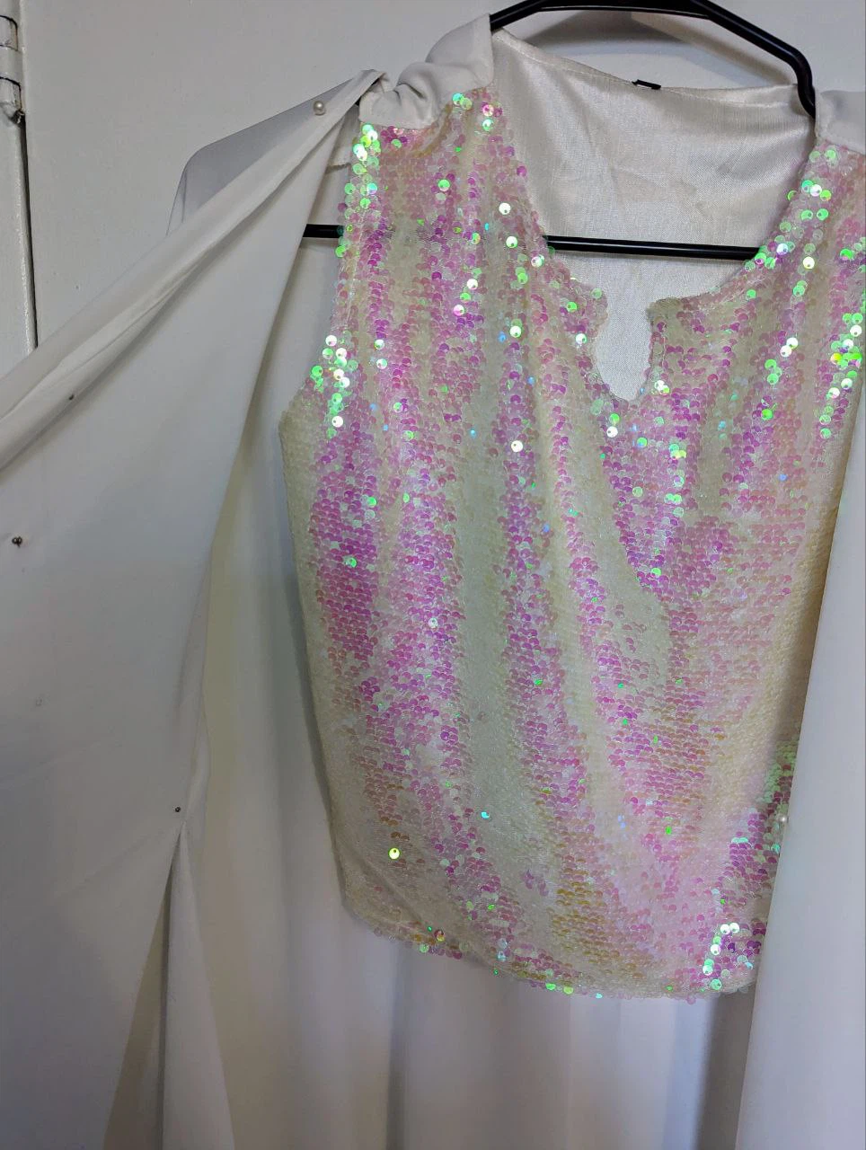 White sequin abaya set