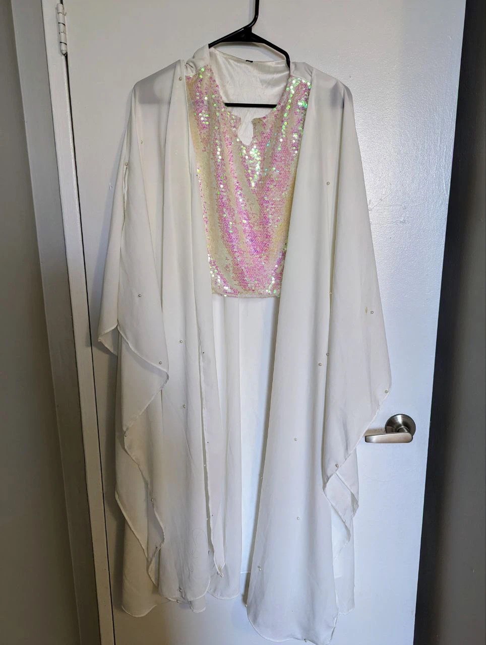 White sequin abaya set - photo 3