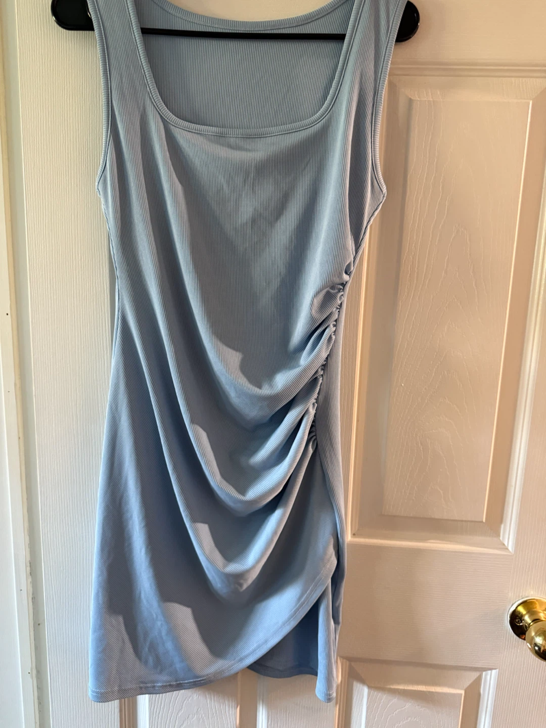 Light Blue Ruched Tank Dress