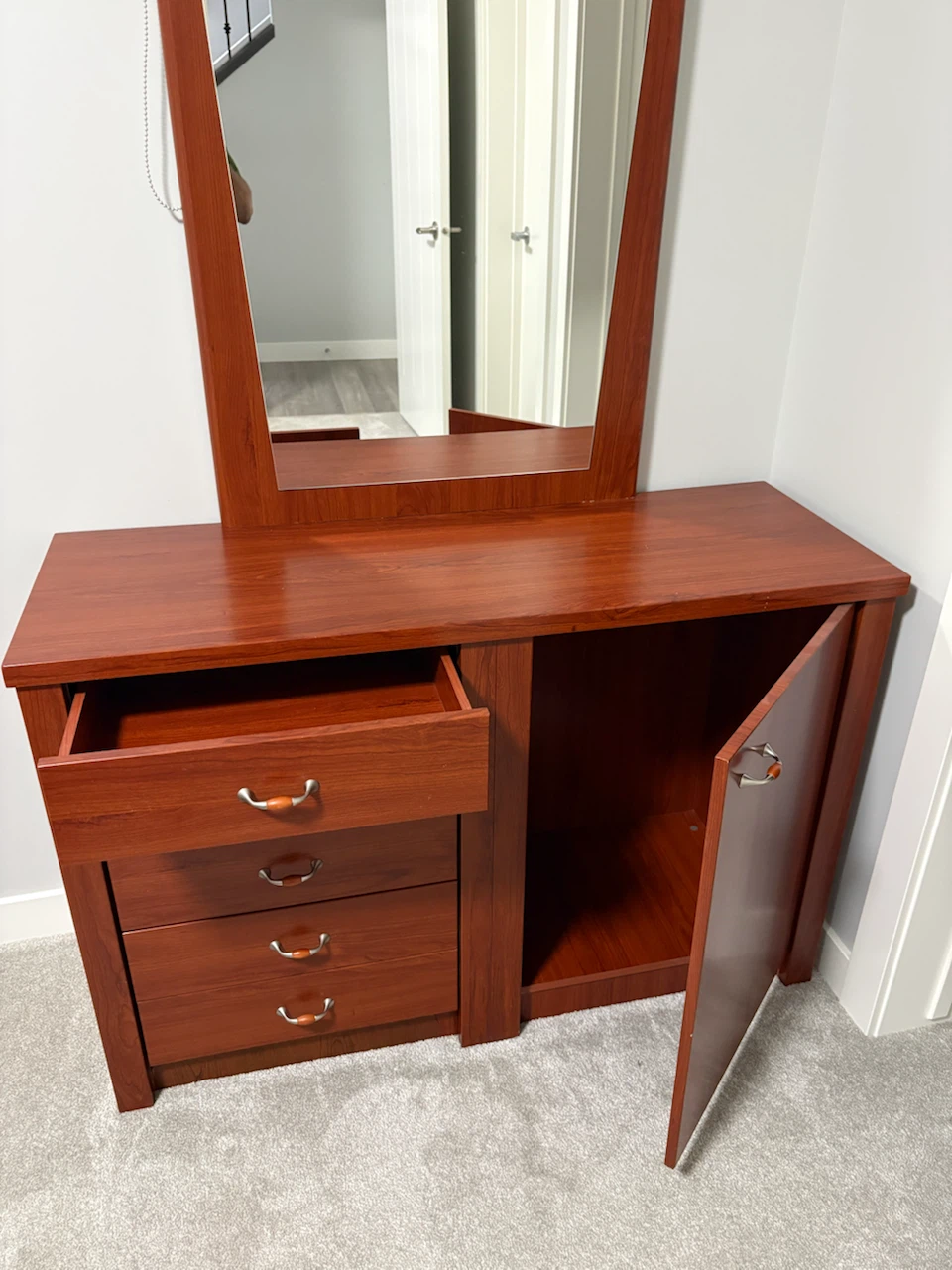 Wood Dresser with Mirror